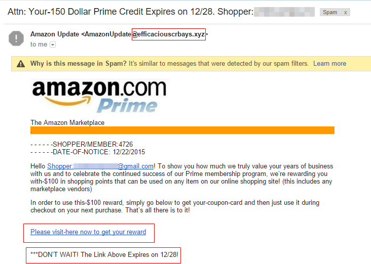 Ataque de phishing de Amazon